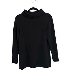 Talbots XS‎ Black Cashmere Mock Turtleneck Long Sleeve Knit Sweater Neutral Soft